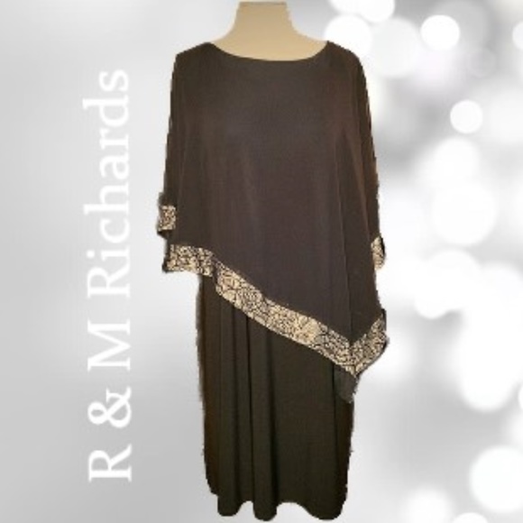 R & M Richards Dresses & Skirts - R & M RICHARDS BLACK Cape Poncho Dress 22W